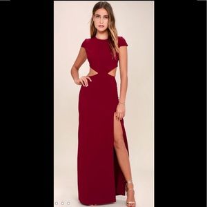 Conversation Piece Wine Red Backless Maxi Dress